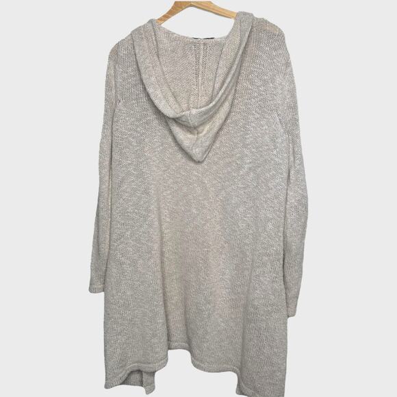 Jenni Kayne XS Oatmeal Cotton Linen Long Hooded Cardigan Cozy Everyday Luxe - Picture 7 of 8